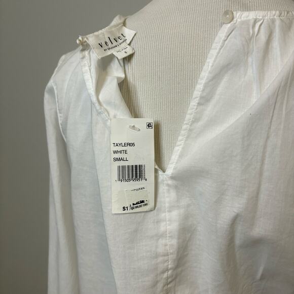 Velvet Graham Spencer‎ NWT White Long Sleeve Lace Peasant Boho Blouse Top Small - Picture 5 of 7
